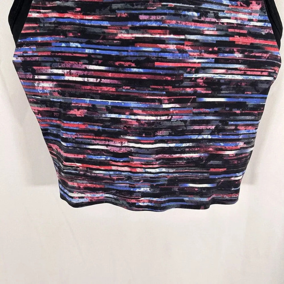 Lululemon Sports Bra Women's 6 Blue Red Striped Padded Layered Sheer Under - Picture 3 of 6